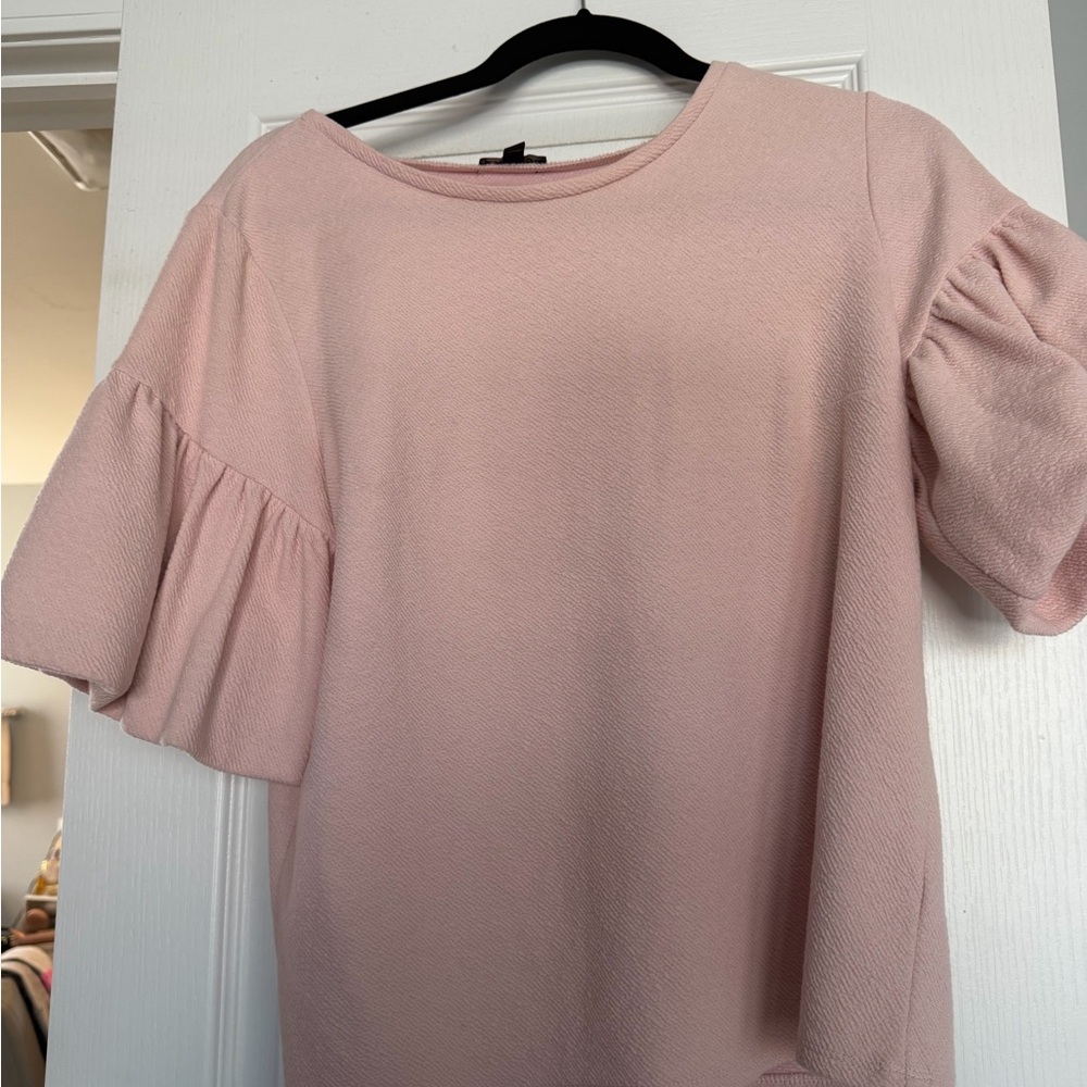 Express Soft Pink Ruffle Sleeve Blouse